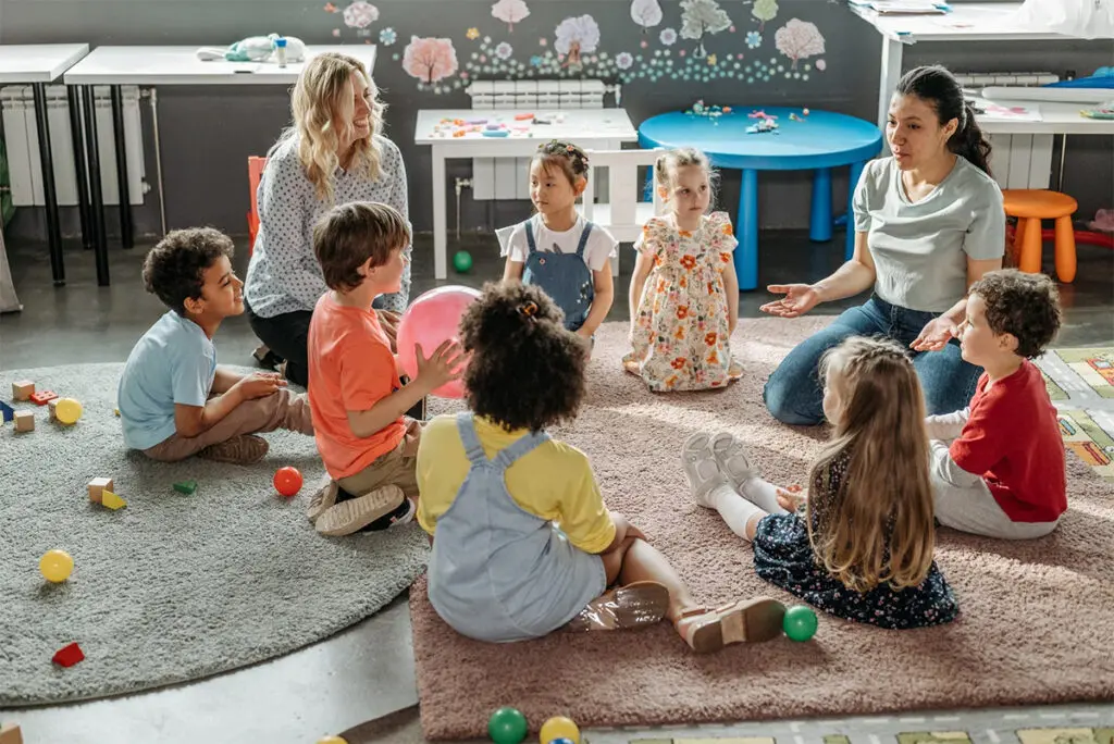 Adults With Kids In A Circle